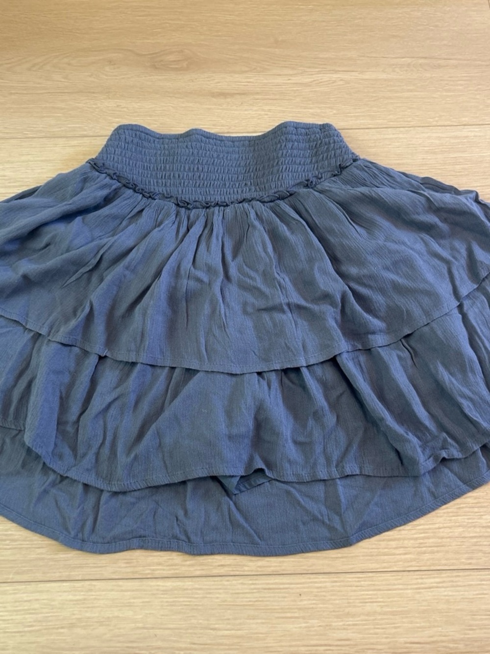 Hollister Navy Smocked Tiered Skater Skirt
